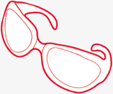 手绘红色眼镜造型png免抠素材_新图网 https://ixintu.com 眼镜 红色 造型