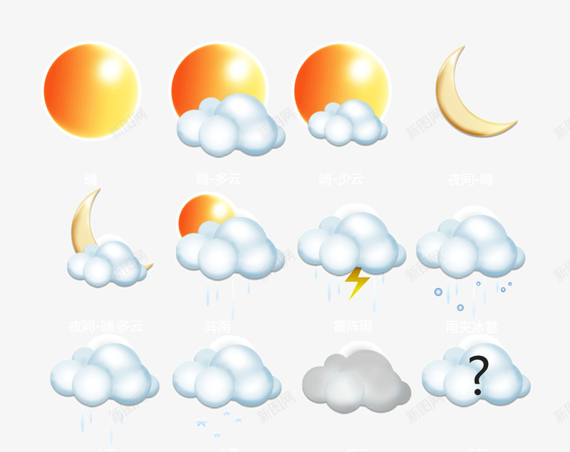 天气图标psd_新图网 https://ixintu.com APP天气图标 APP设计 天气状态