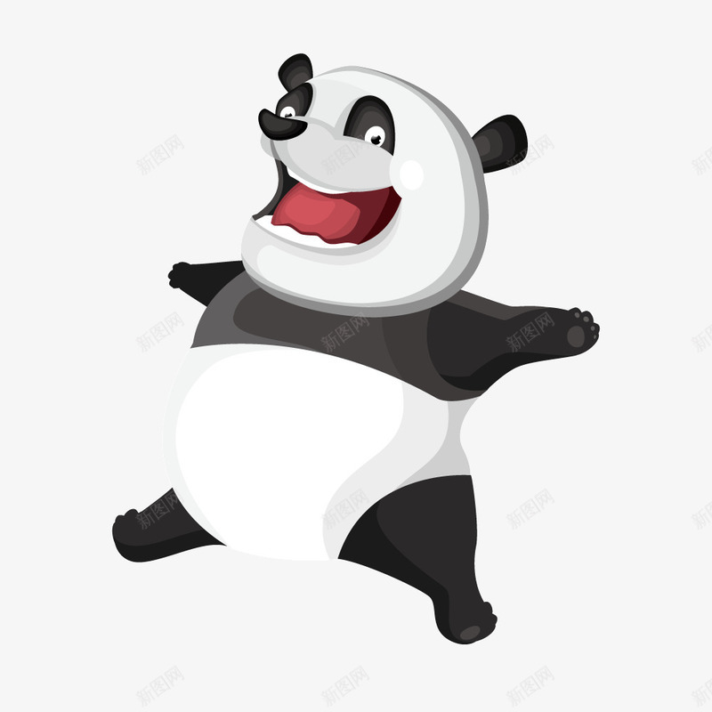 兴奋的大熊猫png免抠素材_新图网 https://ixintu.com 卡通大熊猫 大熊猫 矢量跳起的大熊猫