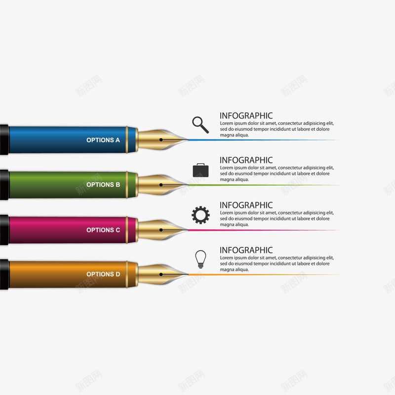 钢笔信息图矢量图ai免抠素材_新图网 https://ixintu.com png素材 信息图 钢笔 钢笔信息图 矢量图