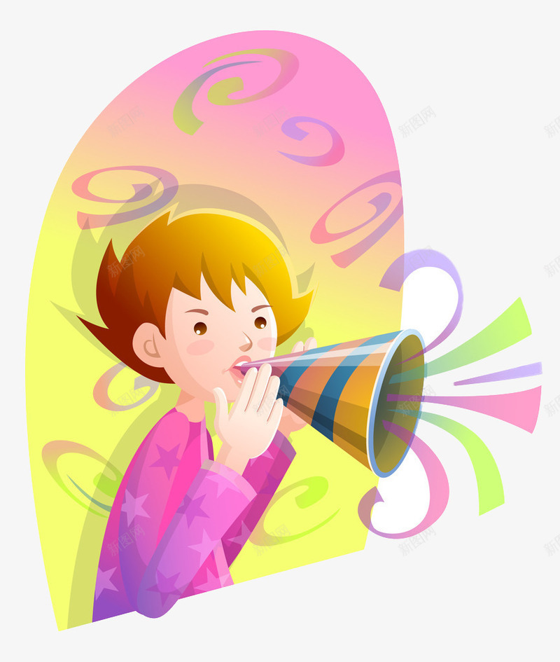 吹喇叭的小男孩png免抠素材_新图网 https://ixintu.com 免抠素材 卡通人物 吹喇叭 吹喇叭的小男孩