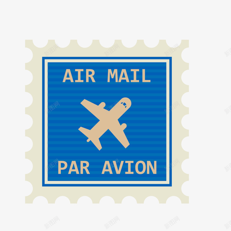 蓝色邮票png免抠素材_新图网 https://ixintu.com 信戳 怀旧 邮票 飞机
