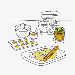 鸡蛋手擀捞面制作面食插画高清图片