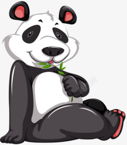 卡通吃草熊猫素材