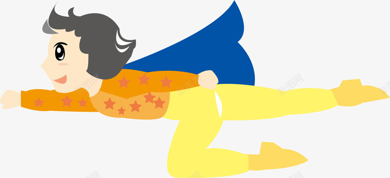 女孩超人png免抠素材_新图网 https://ixintu.com 卡通 女孩 手绘 披风 橘色 蓝色 超人 黄色
