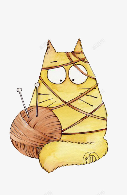 玩毛线球的猫png免抠素材_新图网 https://ixintu.com 彩色毛球 毛线球 毛衣针 猫咪 缠绕