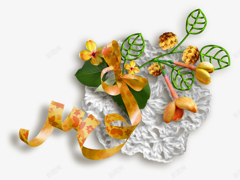花朵与果实装饰贴图png免抠素材_新图网 https://ixintu.com 果实 花卉 装饰