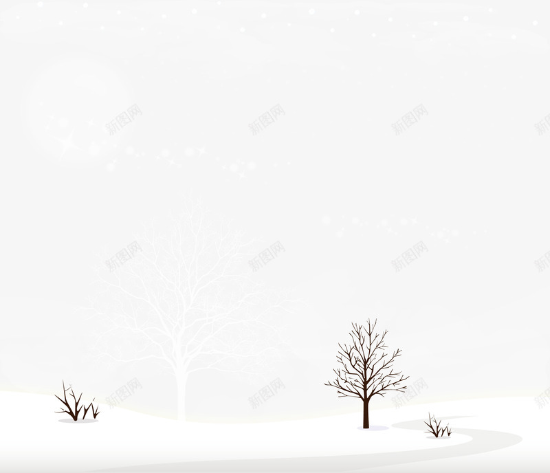 雪地上的两棵树png免抠素材_新图网 https://ixintu.com 树 漫天飞雪 雪地 雪景