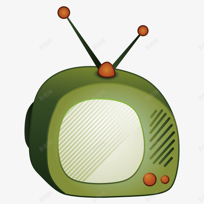 绿色电视机png免抠素材_新图网 https://ixintu.com 电视天线 电视机 绿色 老式电视机