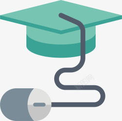 毕业证书和学士帽手绘创意鼠标互联网矢量图高清图片