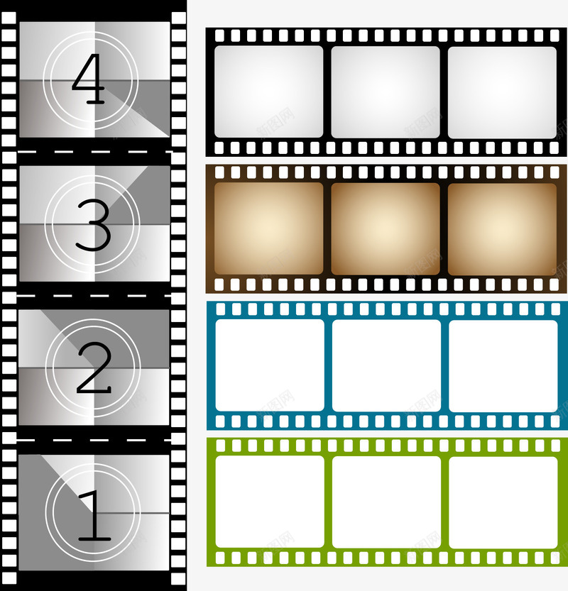 胶卷矢量图eps免抠素材_新图网 https://ixintu.com 免费矢量下载 插画 电影 胶卷 矢量图
