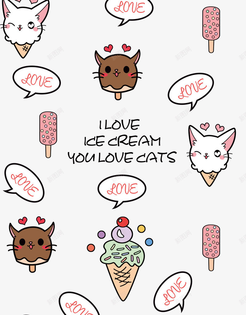 卡通可爱猫咪冰淇淋图案png免抠素材_新图网 https://ixintu.com 冰淇淋 卡通 卡通可爱猫咪冰淇淋图案 可爱 图案 猫咪