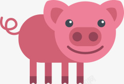 粉红色小猪矢量图素材