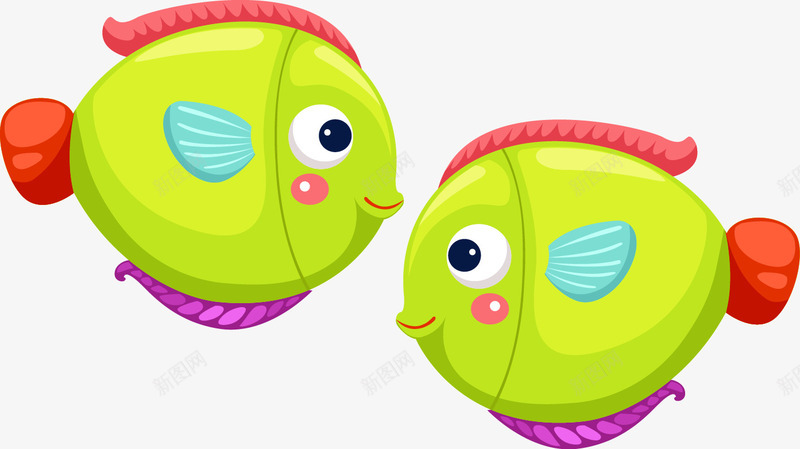 可爱小鱼png免抠素材_新图网 https://ixintu.com 两条 卡通 可爱 小鱼 手绘 橘色 简图 绿色