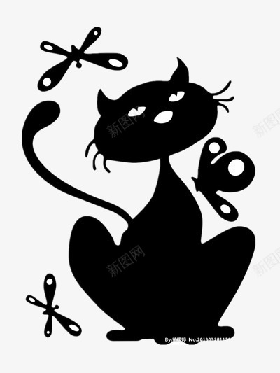 玩耍的猫咪png免抠素材_新图网 https://ixintu.com 动物 可爱 蝴蝶 黑色