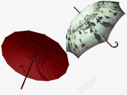 红白花纹雨伞素材