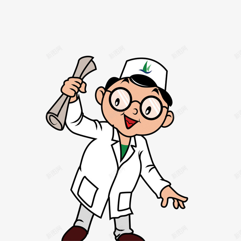 卡通医生png免抠素材_新图网 https://ixintu.com 医务人员 卡通人物 卡通医生 戴眼镜医生