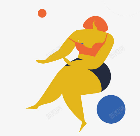 创意人物剪贴图png免抠素材_新图网 https://ixintu.com 创意剪贴图 可爱胖女人插图 运动 运动的美女 运动素材