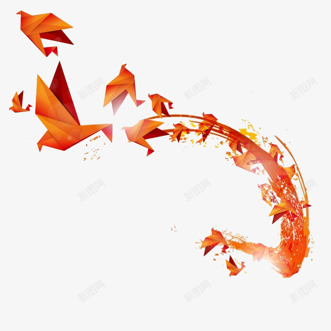 卡通纸鹤png免抠素材_新图网 https://ixintu.com 化身成为一条鱼 卡通 图案 手绘 橘色的身子 装饰