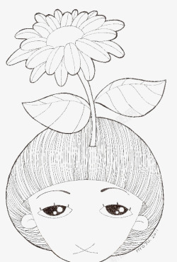 花朵线描素材