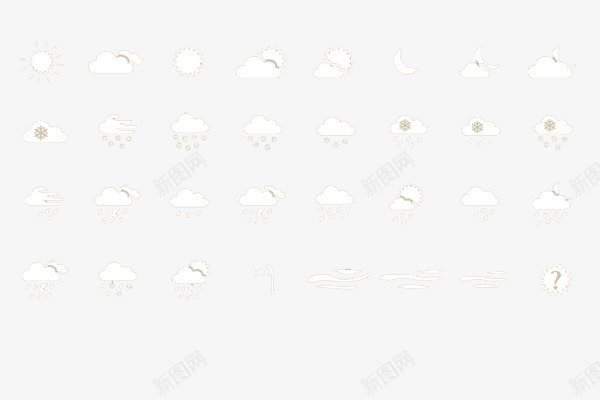 白色天气实用图标psd_新图网 https://ixintu.com 图标 天气 实用 白色