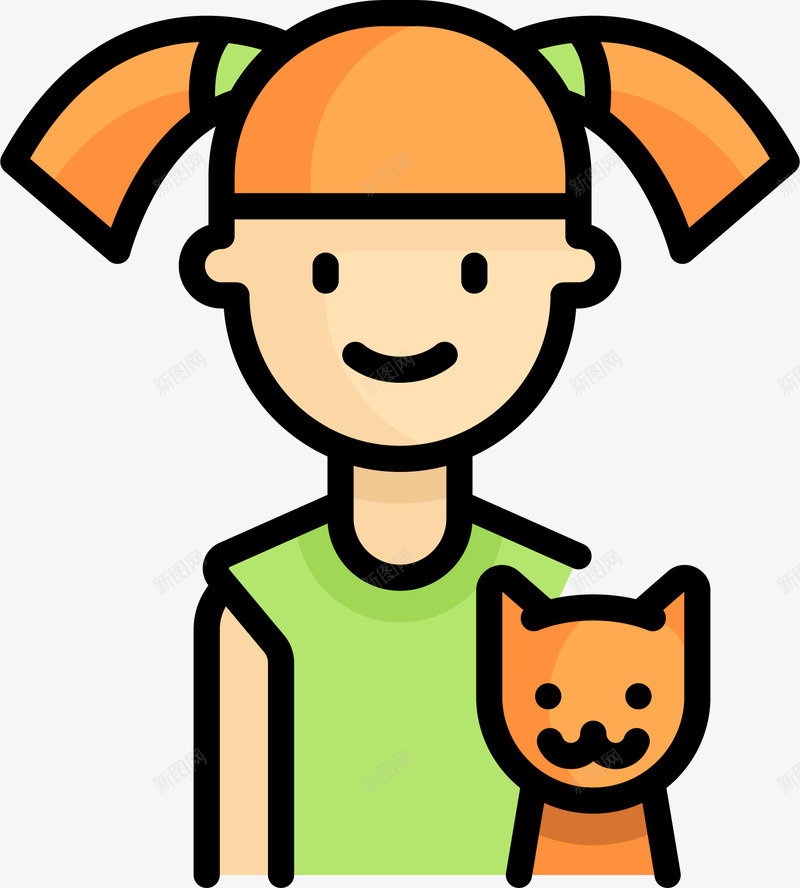 宠物猫图标png_新图网 https://ixintu.com 人与宠物 养宠物 卡通 图标icon 女孩 学习ico 宠物猫 有爱 猫咪