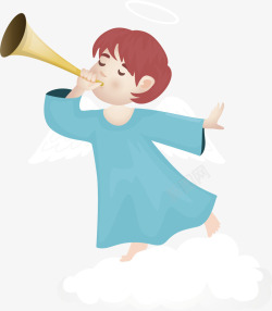 吹喇叭的人物吹喇叭的小女孩矢量图高清图片