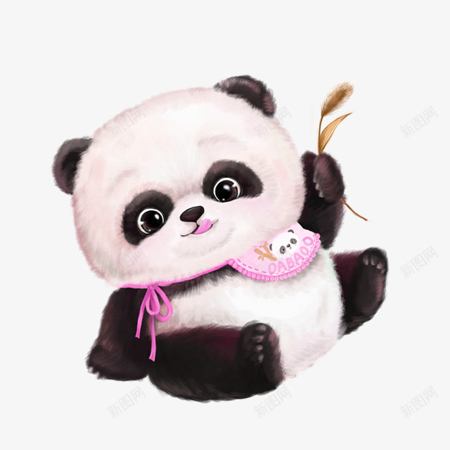 粉色卡通熊猫装饰图案png免抠素材_新图网 https://ixintu.com 卡通 熊猫 粉色 装饰图案
