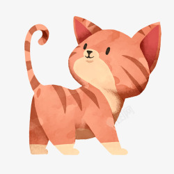 手绘橙色的猫咪矢量图素材