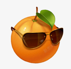 戴墨镜的橙子素材