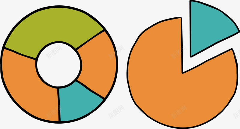 环形图和饼图png免抠素材_新图网 https://ixintu.com 数据分析 环形图 矢量素材 饼图