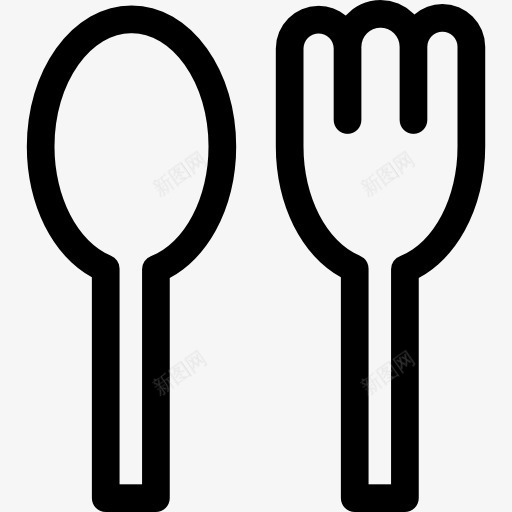 一个勺子和一个叉子图标png_新图网 https://ixintu.com 刀叉 刀叉logo 刀叉图案 勺子 银器 餐具 餐厅