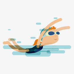 游泳运动卡通插画矢量图素材