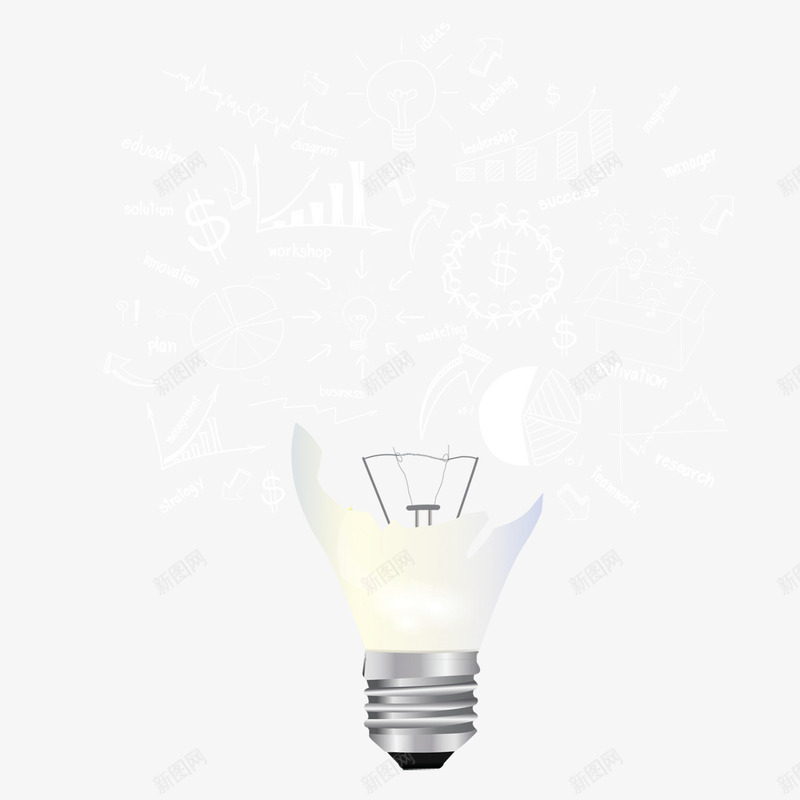 发光的灯泡png免抠素材_新图网 https://ixintu.com 创意灯 发光 智慧 灯泡 聪明