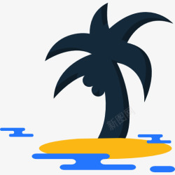 小岛屿棕榈树图标高清图片