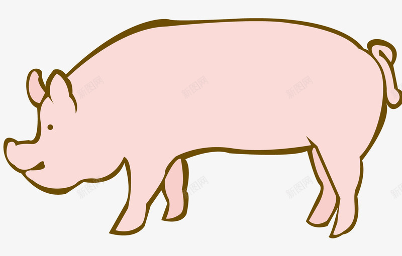 一只粉色的小猪png免抠素材_新图网 https://ixintu.com 卡通 卡通动物 可爱的小猪 大耳朵 大鼻子 粉色的身体
