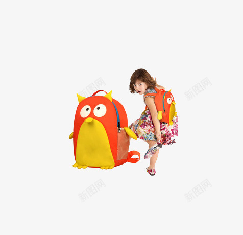 啄木鸟儿童背包png免抠素材_新图网 https://ixintu.com 产品实物 儿童背包 卡通 橘色