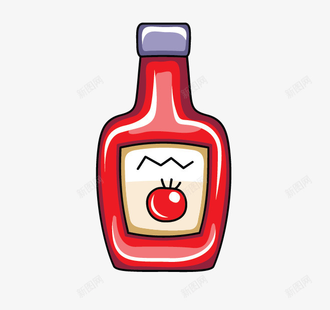 果酒png免抠素材_新图网 https://ixintu.com 卡通 手绘 果酒 番茄酱 酒瓶