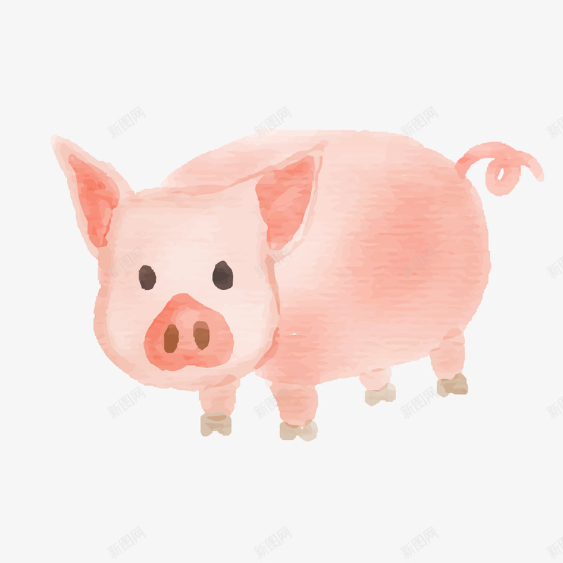 水彩手绘粉红色的小猪矢量图ai免抠素材_新图网 https://ixintu.com 农场 动物设计 小猪 手绘 水彩 粉红色 矢量图