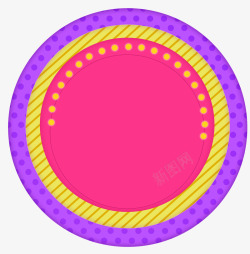 圆形图案沙滩消息牌子紫色灯泡卡通圆形牌子装饰图案高清图片