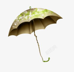 复古欧式绿叶花纹雨伞素材
