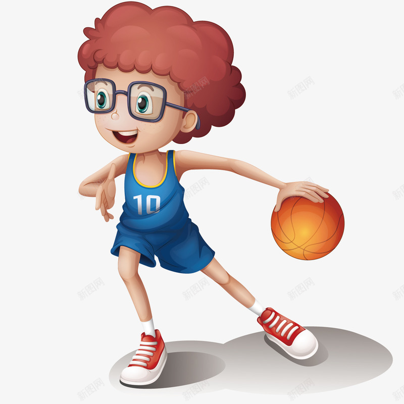 打球的男孩png免抠素材_新图网 https://ixintu.com 学生 打球 玩球的男孩 球衣 眼镜 运动