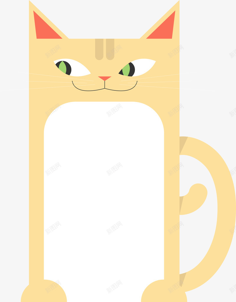 可爱猫咪边框png免抠素材_新图网 https://ixintu.com 创意 动漫边框 动物 卡通 尾巴 猫咪 耳朵 边框 黄色的