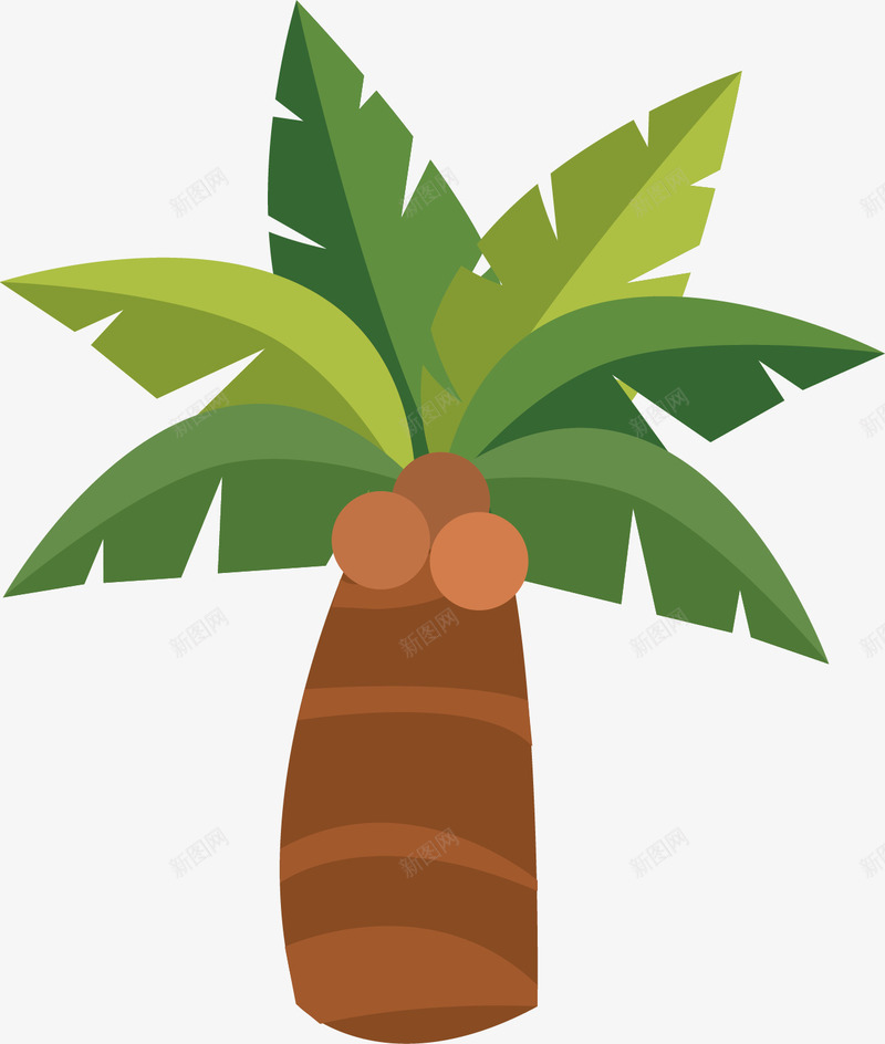 手绘高大的椰子树矢量图ai免抠素材_新图网 https://ixintu.com 卡通 叶子 植物 椰子 椰子树 绿树 矢量图