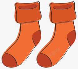 卡通手绘橘色的袜子素材