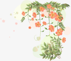 橘色花丛手绘小花矢量图高清图片