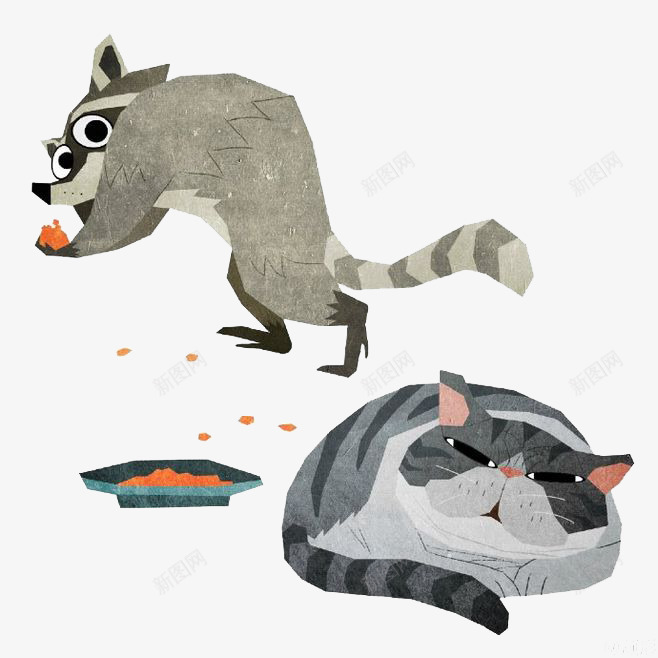 偷猫粮的狐狸png免抠素材_新图网 https://ixintu.com 动物 手绘动物 狐狸 猫咪