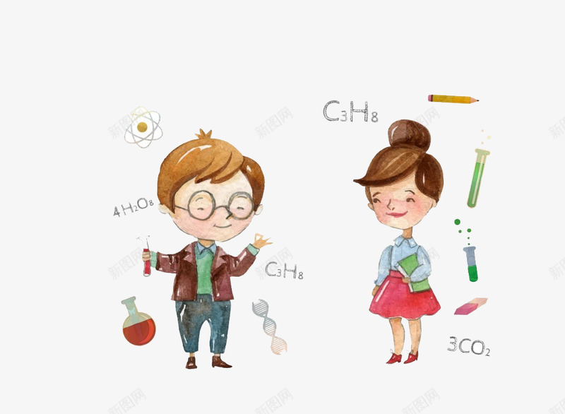 化学实验png免抠素材_新图网 https://ixintu.com 化学实验 学生 教师节 老师
