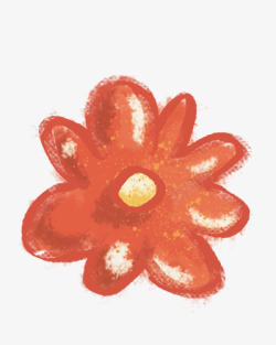 手绘橘红色创意雏菊素材