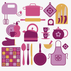 烹饪围裙紫红色烹饪元素高清图片